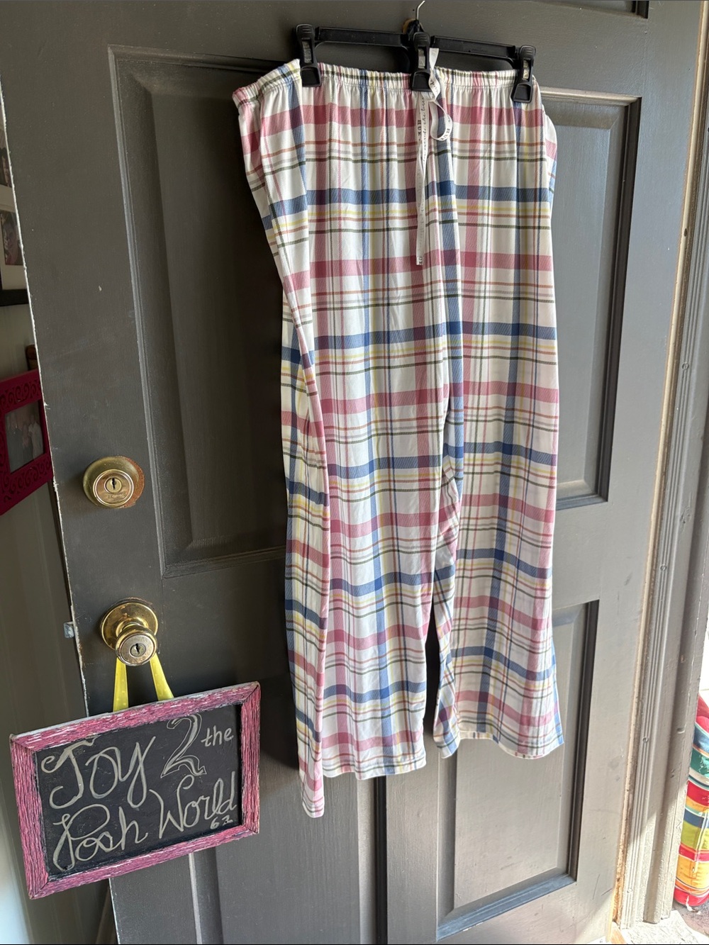 HUE Plaid Pajama Pants - Pink, Blue & Cream